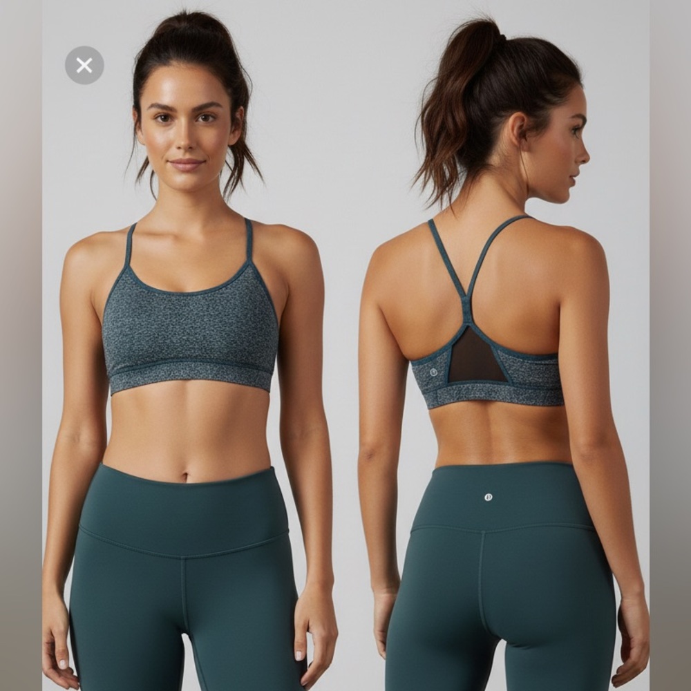 LULULEMON Flow Y Bra IV Blue Alberta Lake Heathered Black / Black Size 2